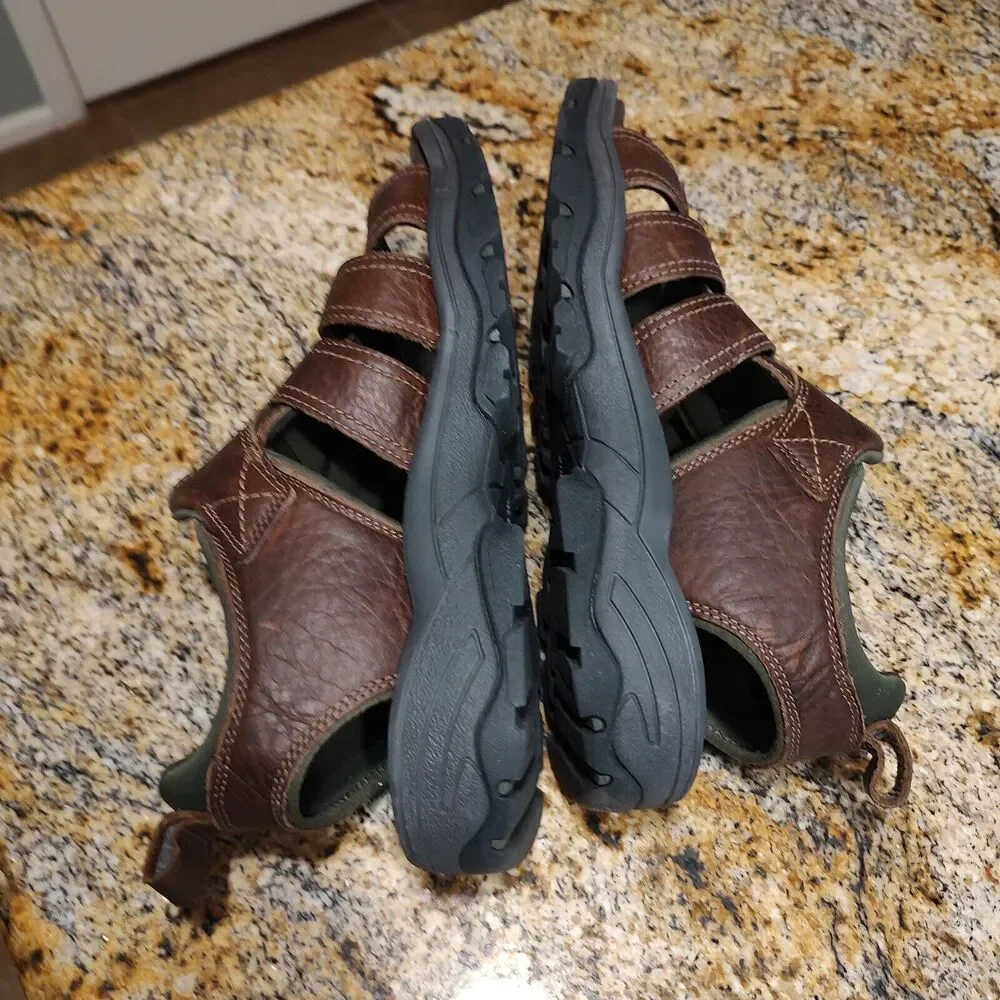 Rockport Rocklake Fisherman Sandals Brown Leather CI6849 Men's Size 8W EUC - Picture 6 of 12